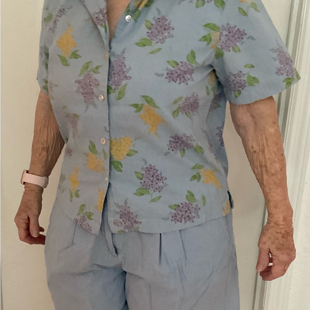 Floral Button-Up Shirt and Short Set